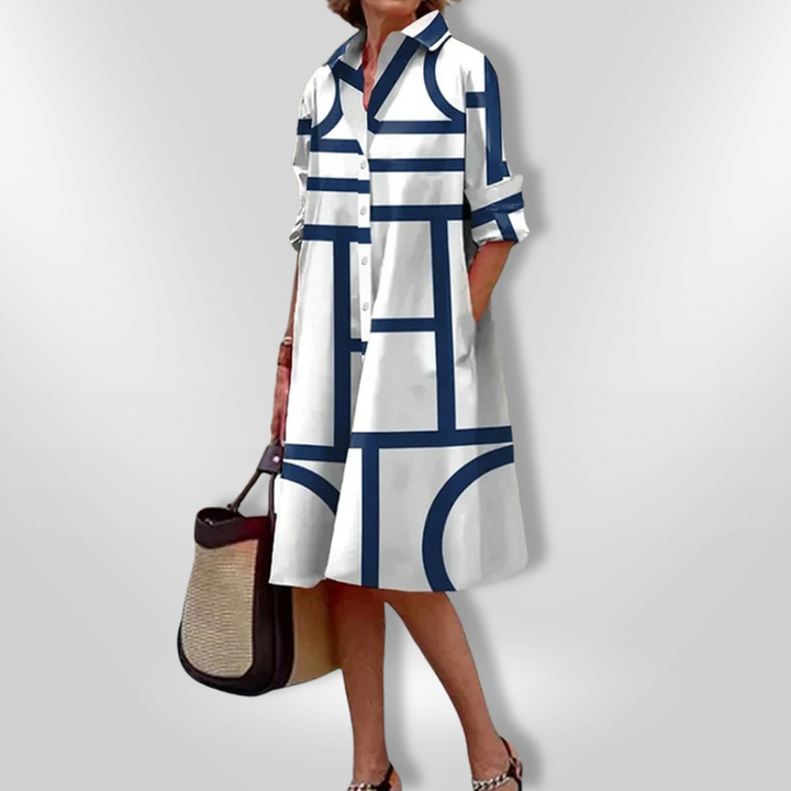 VICKY | Midi Dress with Geometric Pattern