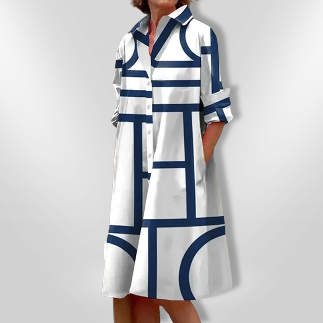 VICKY | Midi Dress with Geometric Pattern