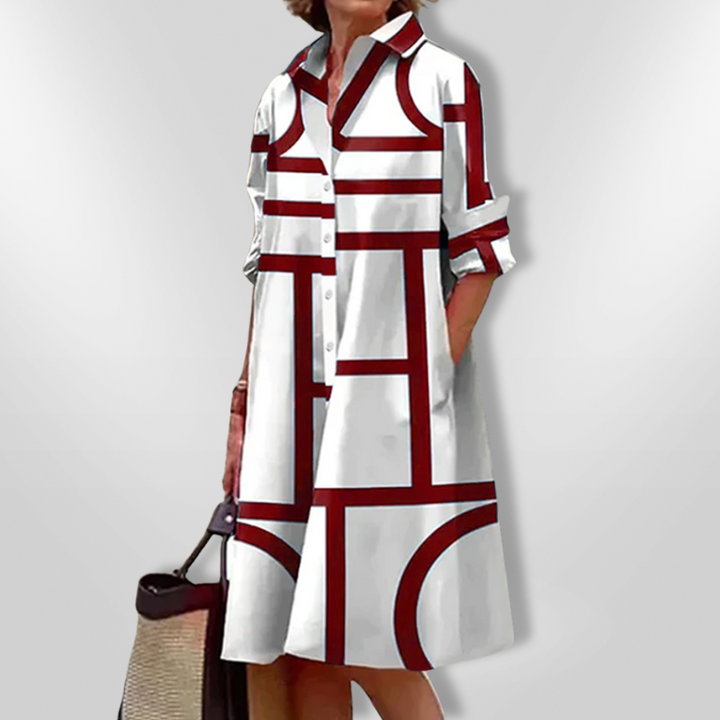 VICKY | Midi Dress with Geometric Pattern