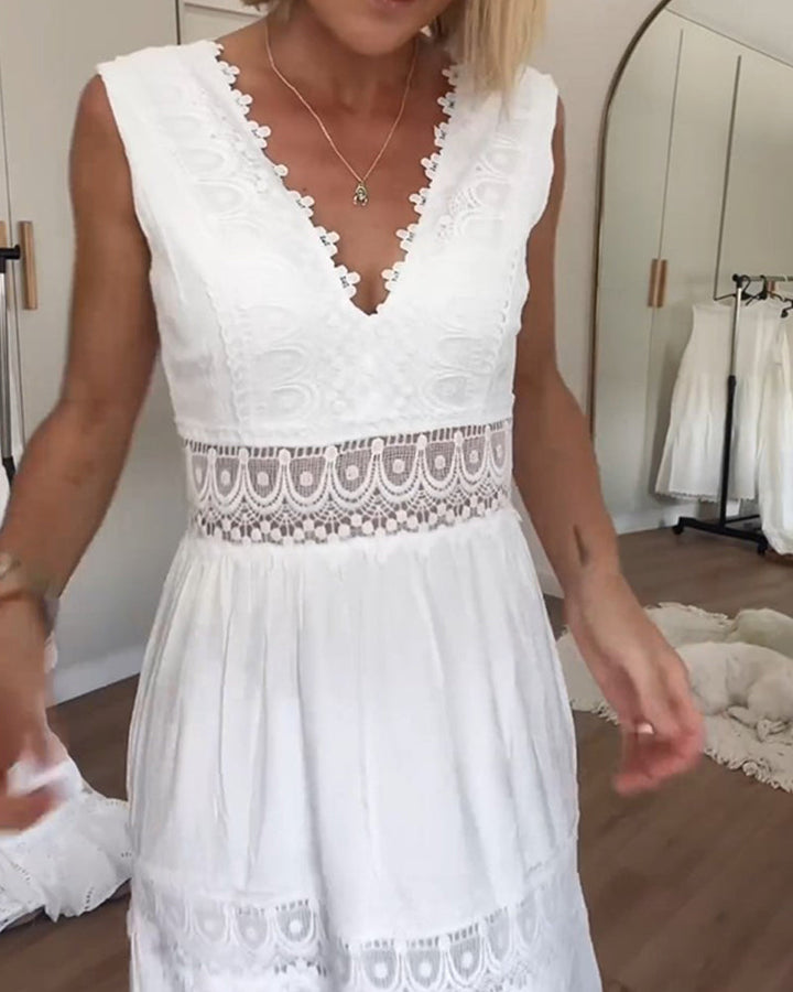 Eva – Sleeveless Cotton Lace Dress