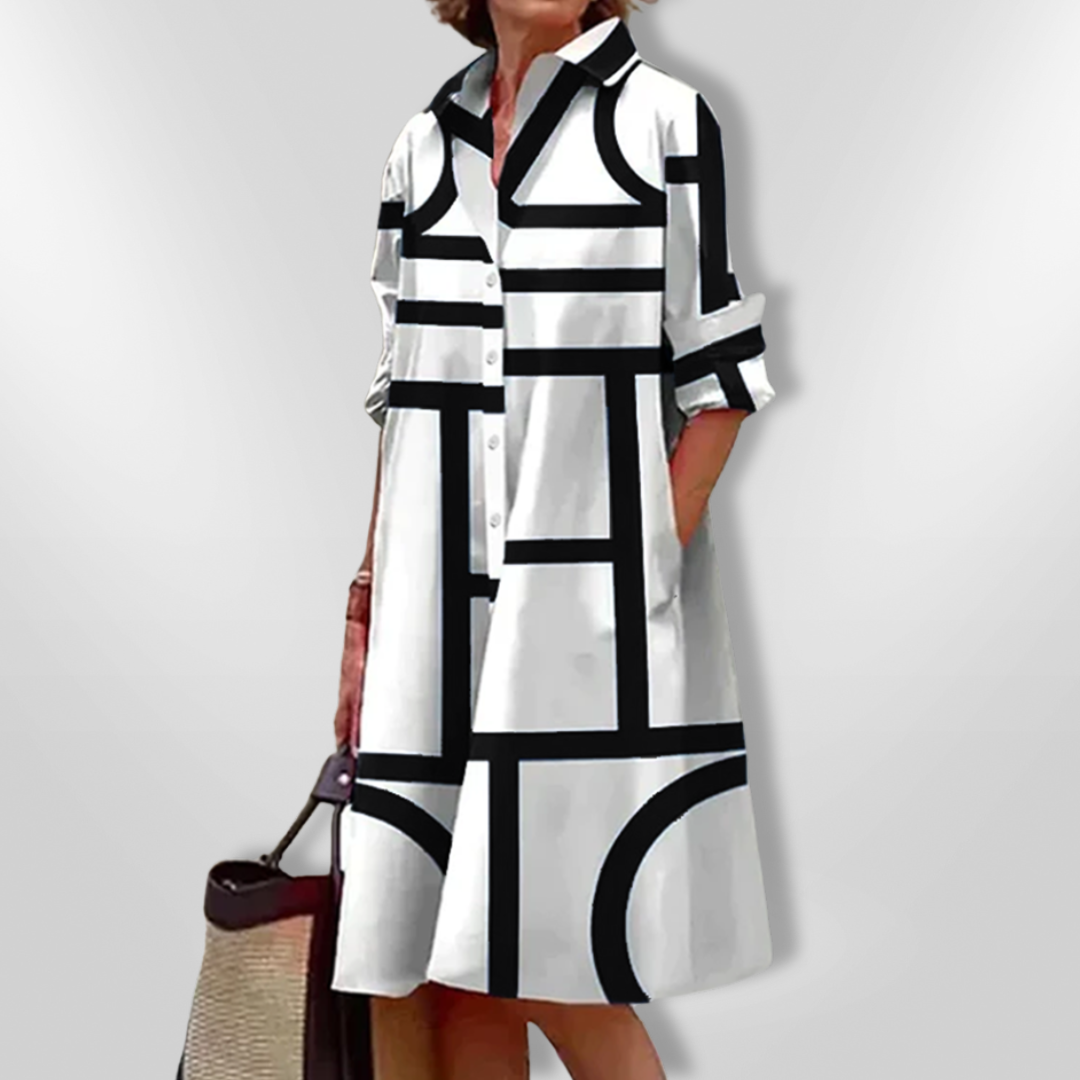 VICKY | Midi Dress with Geometric Pattern