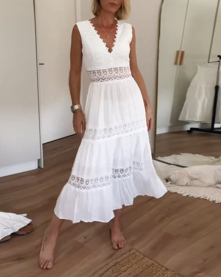 Eva – Sleeveless Cotton Lace Dress