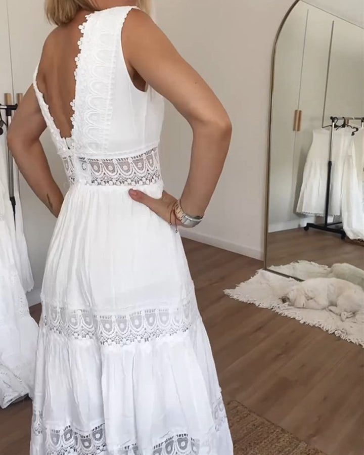 Eva – Sleeveless Cotton Lace Dress