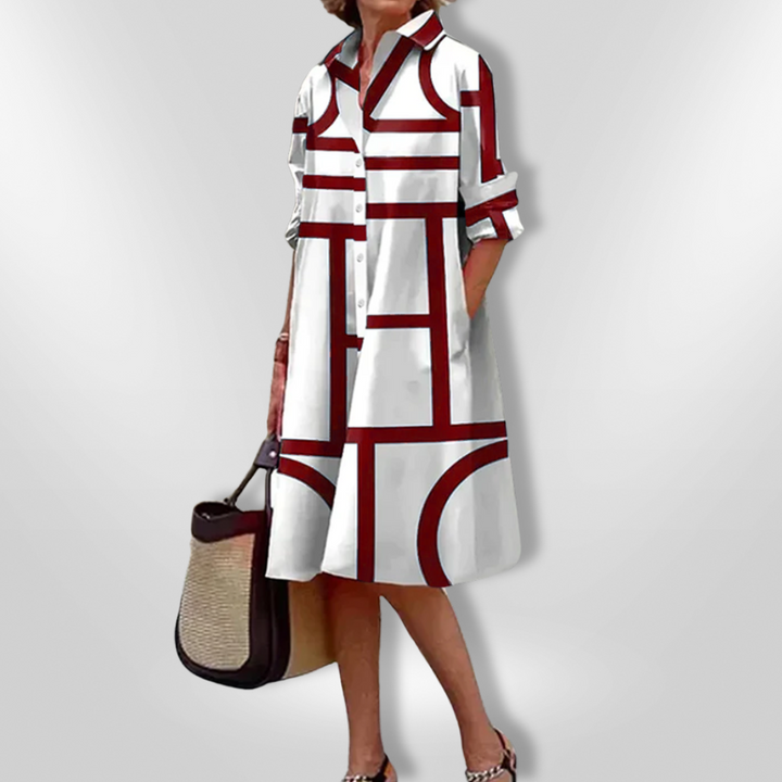 VICKY | Midi Dress with Geometric Pattern