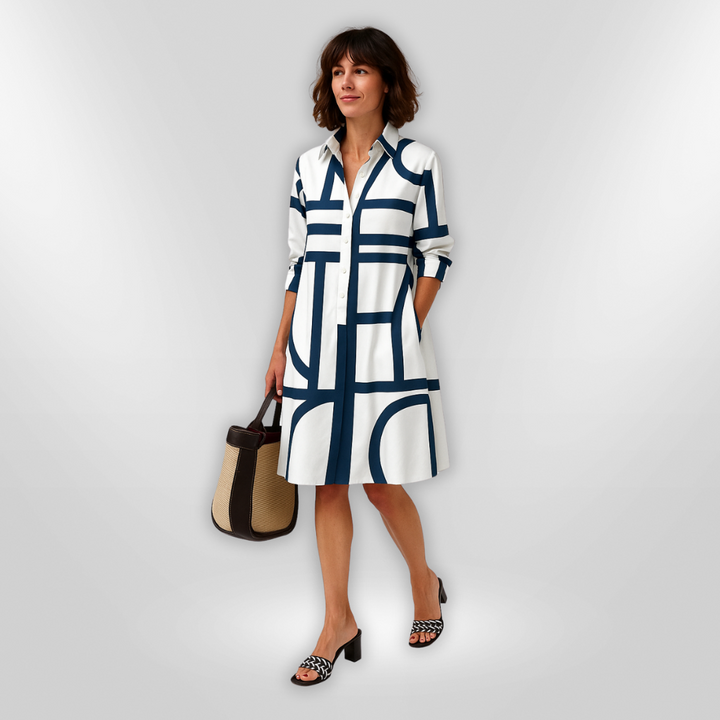 VICKY | Midi Dress with Geometric Pattern