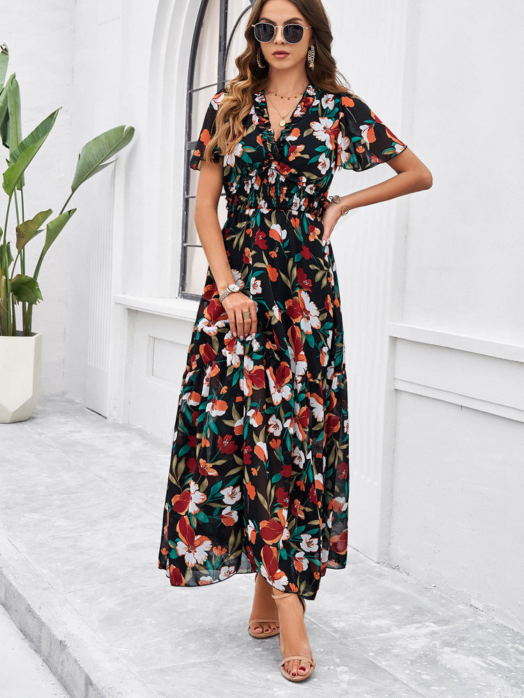 Raya | Floral Smocked Waist Maxi Dress
