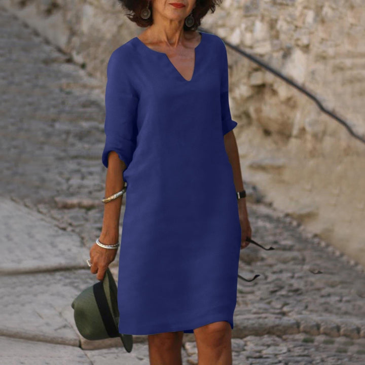 Noelle | Timeless Tummy Covering V-Neck Dress
